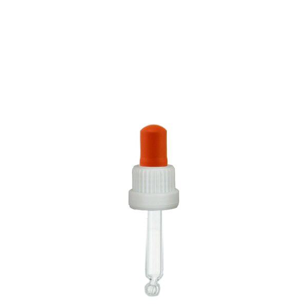 Droppipett av glas vit/röd 18mm PL53.5 Standard