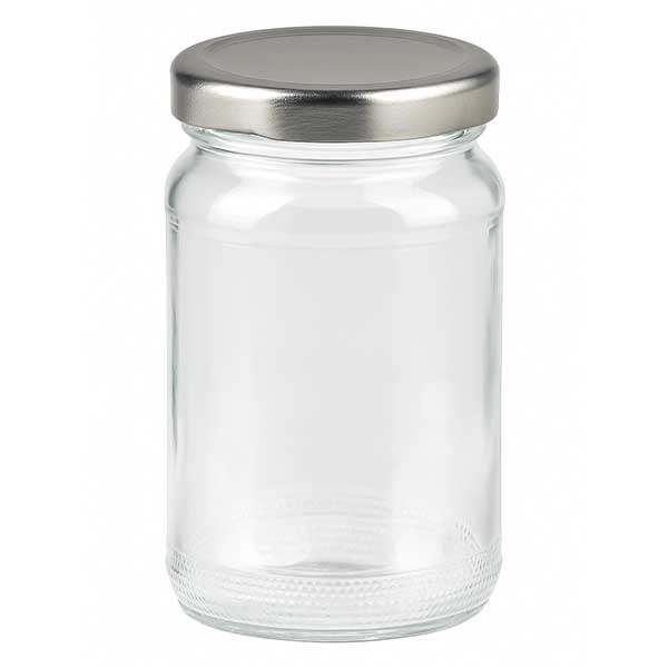 Rund glasburk 110 ml med lock BasicSeal silver UNiTWIST