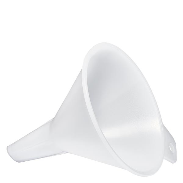 Tratt, tillverkad av PE-HD. Diameter på utloppsöppningen 10 mm.