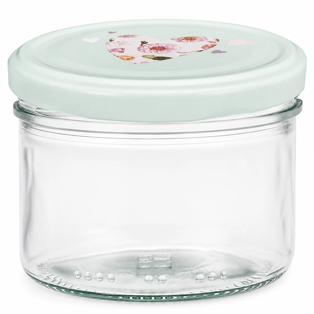 230 ml cylinderburk + BasicSeal-lock hjärta mint 230ml Zylinderglas mit mint BasicSeal Deckel in Herzdesign für Küche und Vorratshaltung von Glas-Fabrik.de