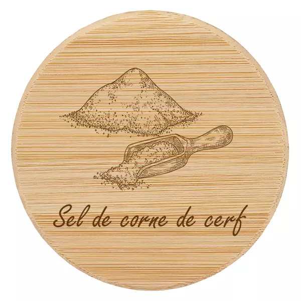 Couvercle en bois "Sel de corne de cerf" för WECK RR60 Couvercle en bois "Sel de corne de cerf" för WECK RR60