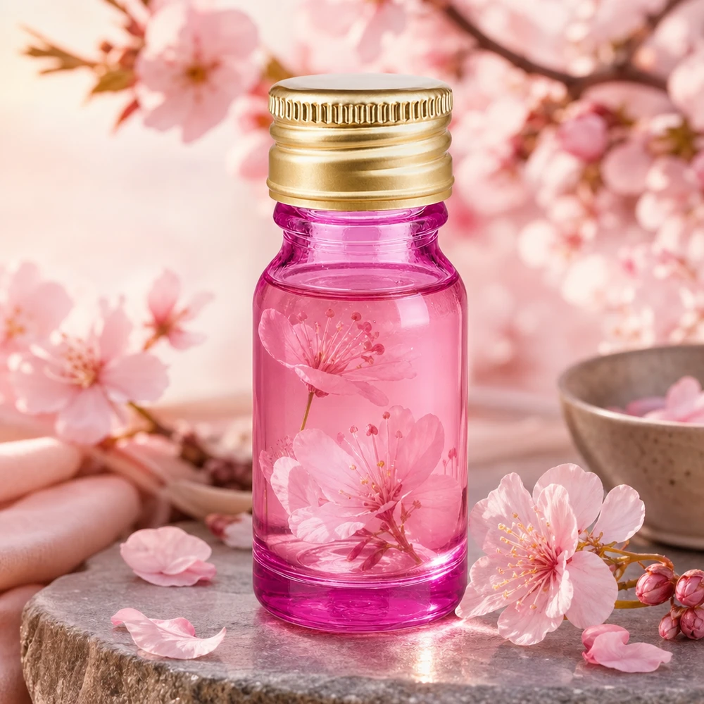 Transparent lila glasflaska 10 ml med elegant lock i guldaluminium för högkvalitativa essenser