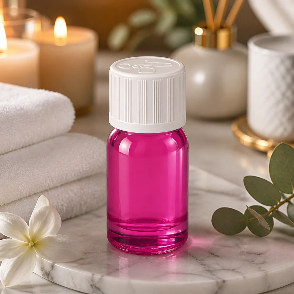 Praktisk 5 ml violett glasflaska med säkert skruvlock för exakt dosering av aktiva ingredienser