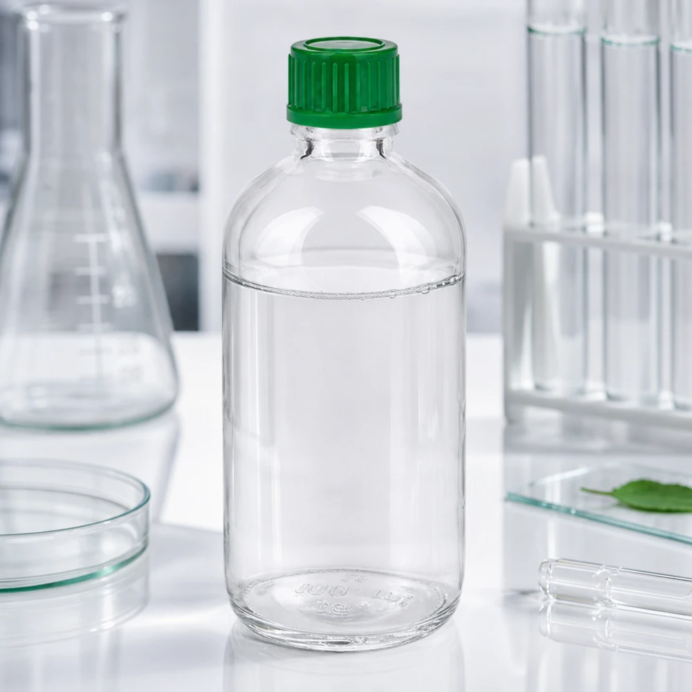 100ml flaska 11mm skruvkork grön Standard ClearLine UT18/100 Laboratorieflaska av borosilikatglas, 100 ml, med grönt lock, 11 mm, SV ClearLine UT18/100, för laboratoriebruk