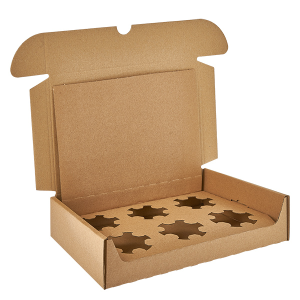 Glaskartonger (25 st) med 6 fack 240x155x53mm