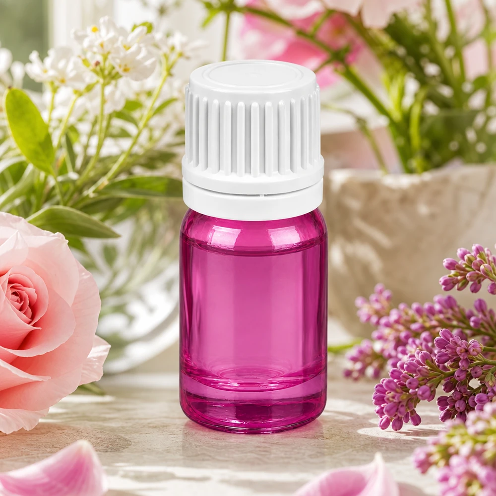 5 ml droppflaska med 0,7 mm doseringsöppning för exakt dosering av droppar i lila design