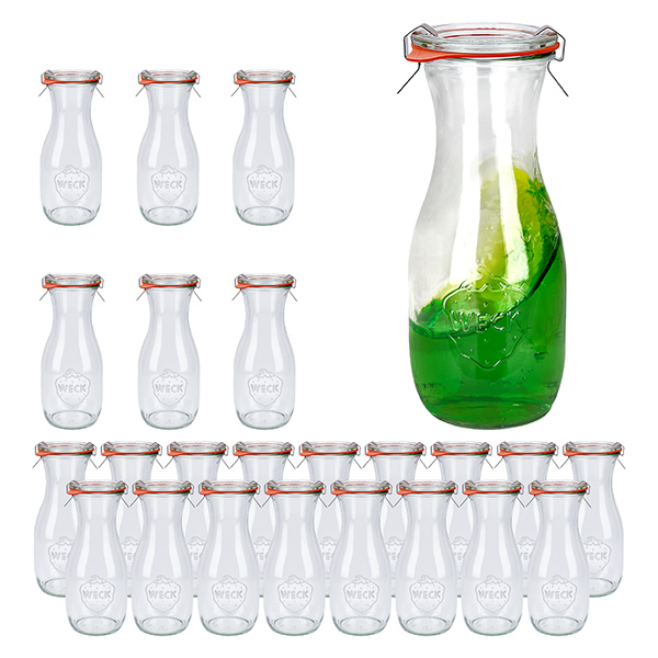 Set med 24 Weck-burkar 530ml juiceflaska med 24 glaslock Set med 24 Weck-burkar 530ml juiceflaska med 24 glaslock
