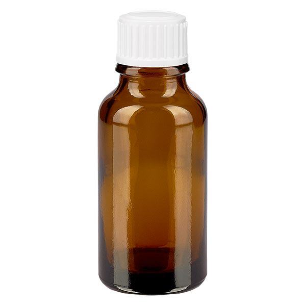 Apoteksflaska brun 20ml droppflaska vit 0,8mm standard Apoteksflaska brun 20ml droppflaska vit 0,8mm standard