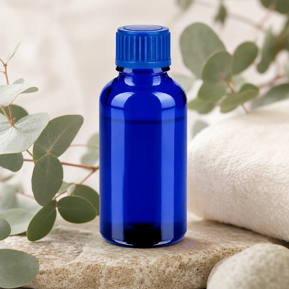 STD BlueLine UT18/30 glasflaska 30 ml med robust SV-kork i elegant blå färg