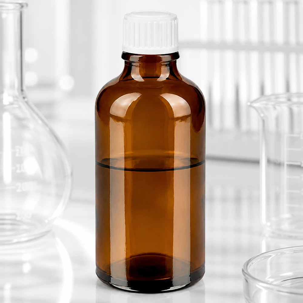 Apoteksflaska brun 50ml droppflaska vit 0,8mm standard Brunglasflaska med droppspets, 50 ml, med vitt barnsäkert lock i laboratoriet