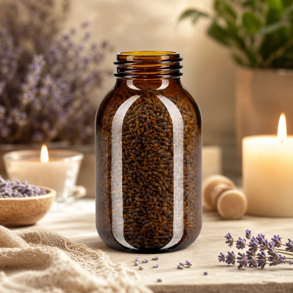 500ml flaska med bred hals bärnstensfärgat glas Vielseitige 500ml Weithalsflasche Braunglas für Sammlung von Heilkräutern und Gewürzen