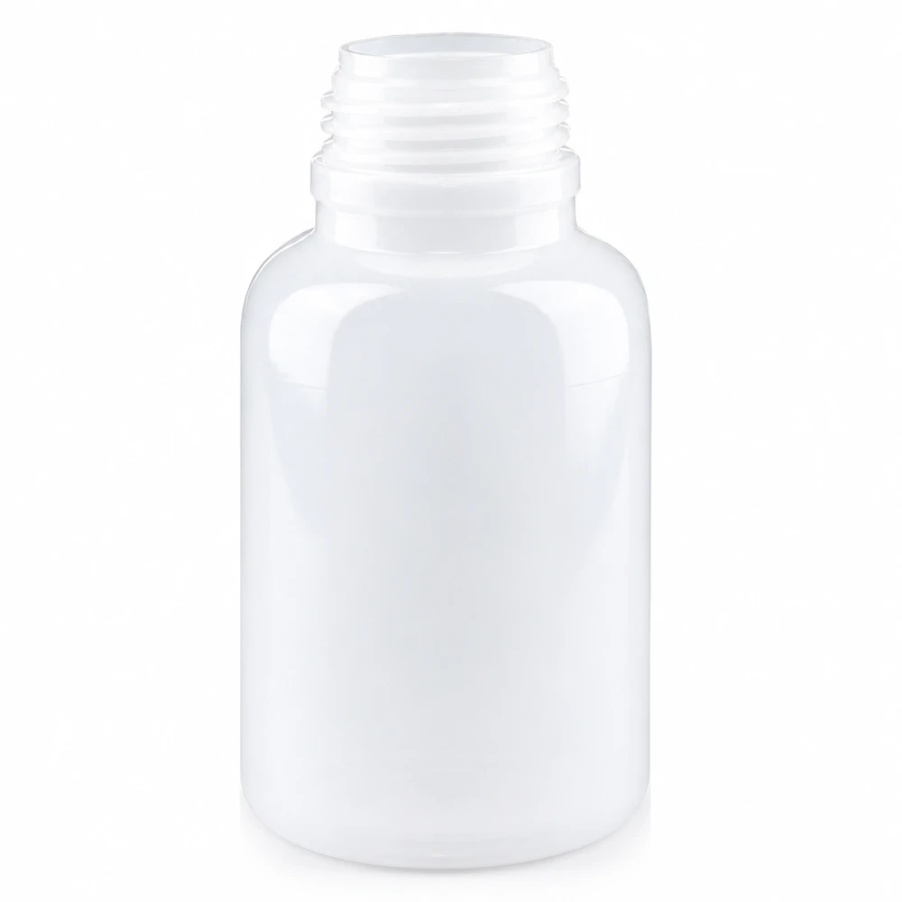 250ml laboratorieflaska med bred hals utan lock 250 ml laboratorieflaska med vid hals av vit plast utan lock, avsedd för laboratorie- och forskningsbruk