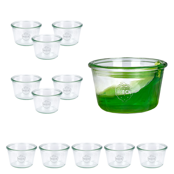 Set med 12 burkar Weck 370 ml delikatessburk med glaslock