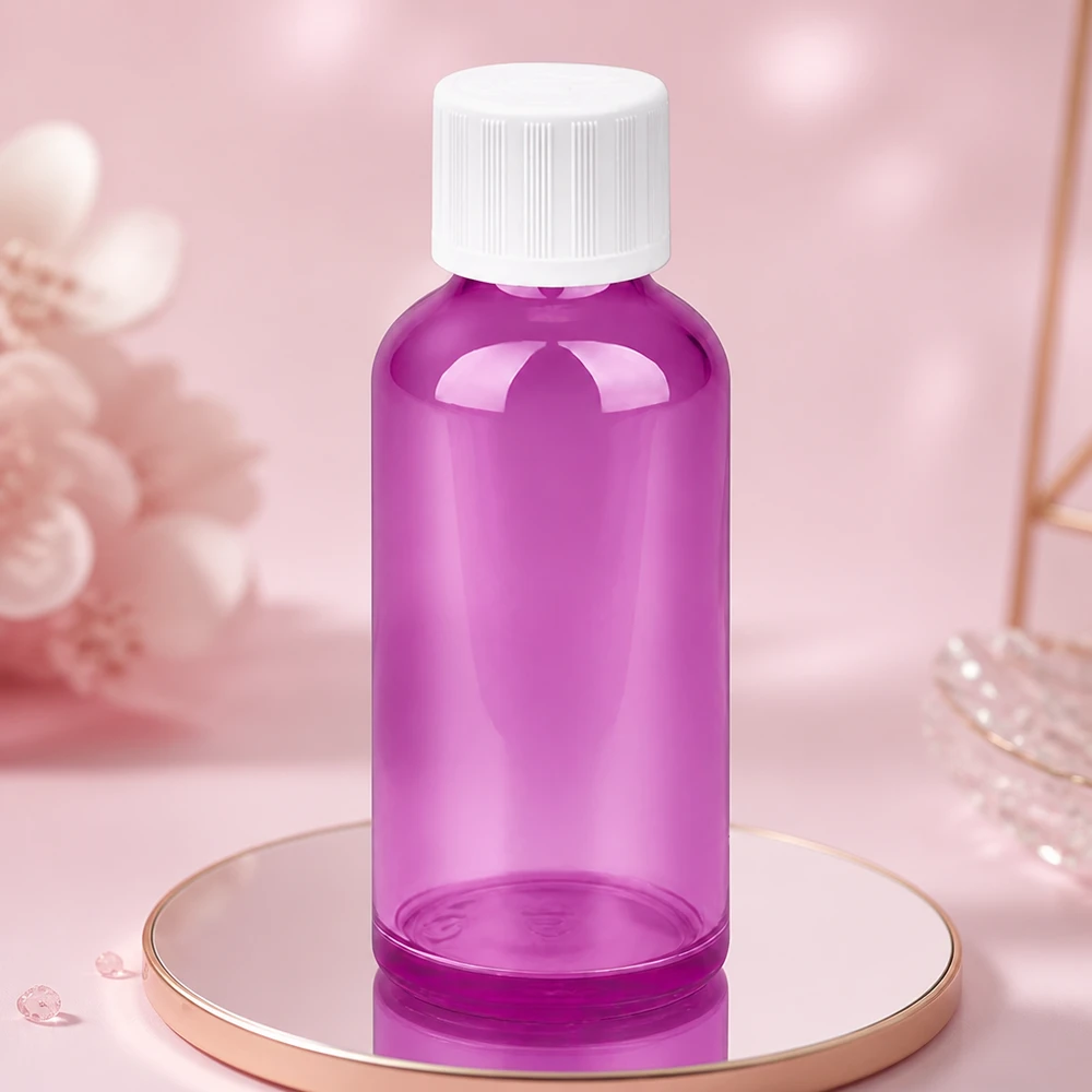 50 ml laboratorieflaska med barnsäkert lock i lila för farmaceutiska tillämpningar