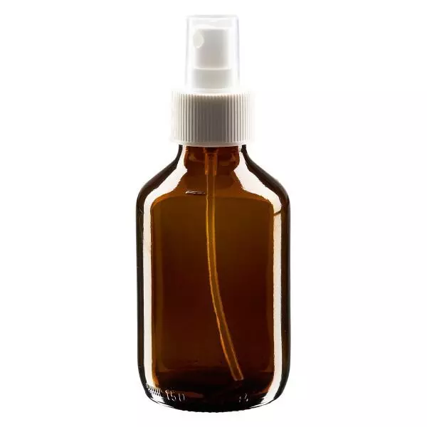 150 ml medicinflaska brun, med vit pumpförstärkare ApoGlas 150 ml medicinflaska brun, med vit pumpförstärkare ApoGlas