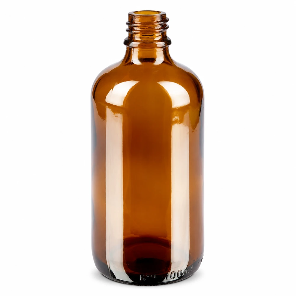 Droppflaska 100 ml DIN 18 tillverkad av bärnstensfärgat glas Brun 100ml glasapoteksflaska med gänga, tom medicinflaska för droppar och tinkturer