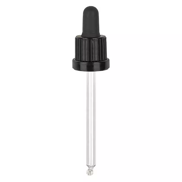 Droppipett av glas, svart/svart PL95 med manipuleringssäker förslutning III Droppipett av glas, svart/svart PL95 med manipuleringssäker förslutning III