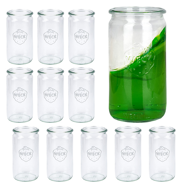 Set med 12 cylindriska glasburkar, 340 ml, Weck Set med 12 cylindriska glasburkar, 340 ml, Weck