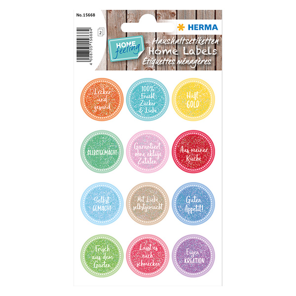 Klistermärke "Hüftgold" (24 klistermärken med glitter) ø24mm