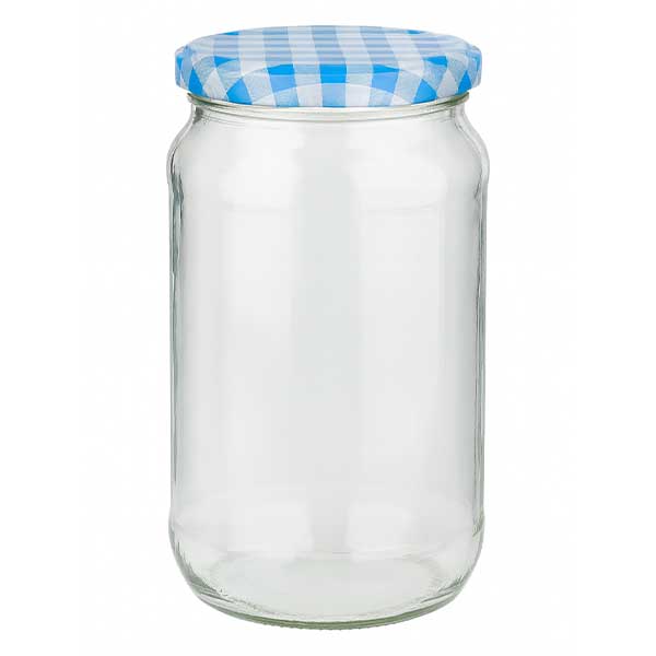 1062ml rund burk + BasicSeal-lock blå/vit UNiTWIST