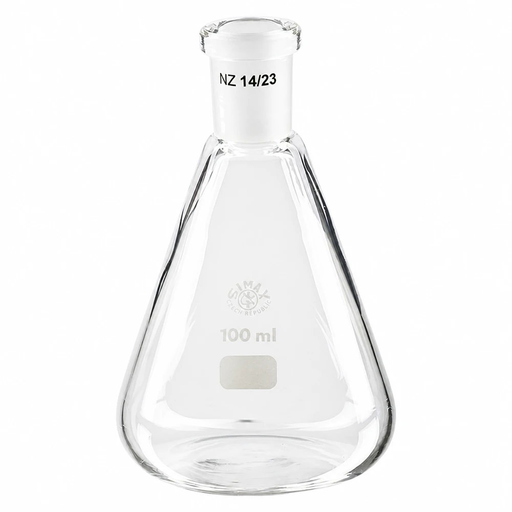 Erlenmeyerkolv 100ml med standard slipad fog (14/23) Erlenmeyerkolv 100ml med standard slipad fog (14/23)