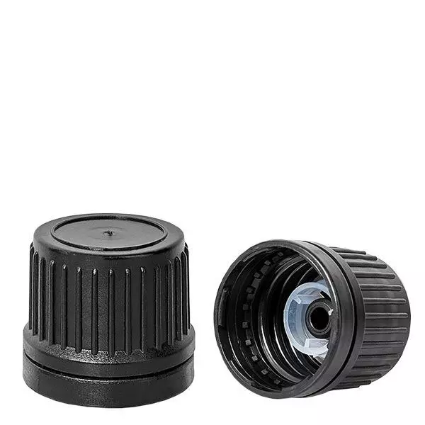 Toppskruvlock med hällring svart 18mm med sabotagesäker förslutning