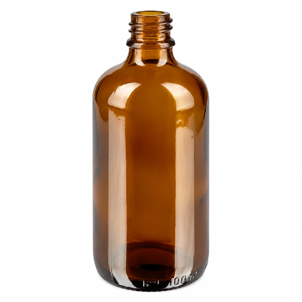 100ml Sprayflaska vit/transparent standardlock BrownLine UT18/100 100 ml bärnstensfärgad glasflaska med skruvgänga för mångsidiga användningsområden inom kosmetik och apotek