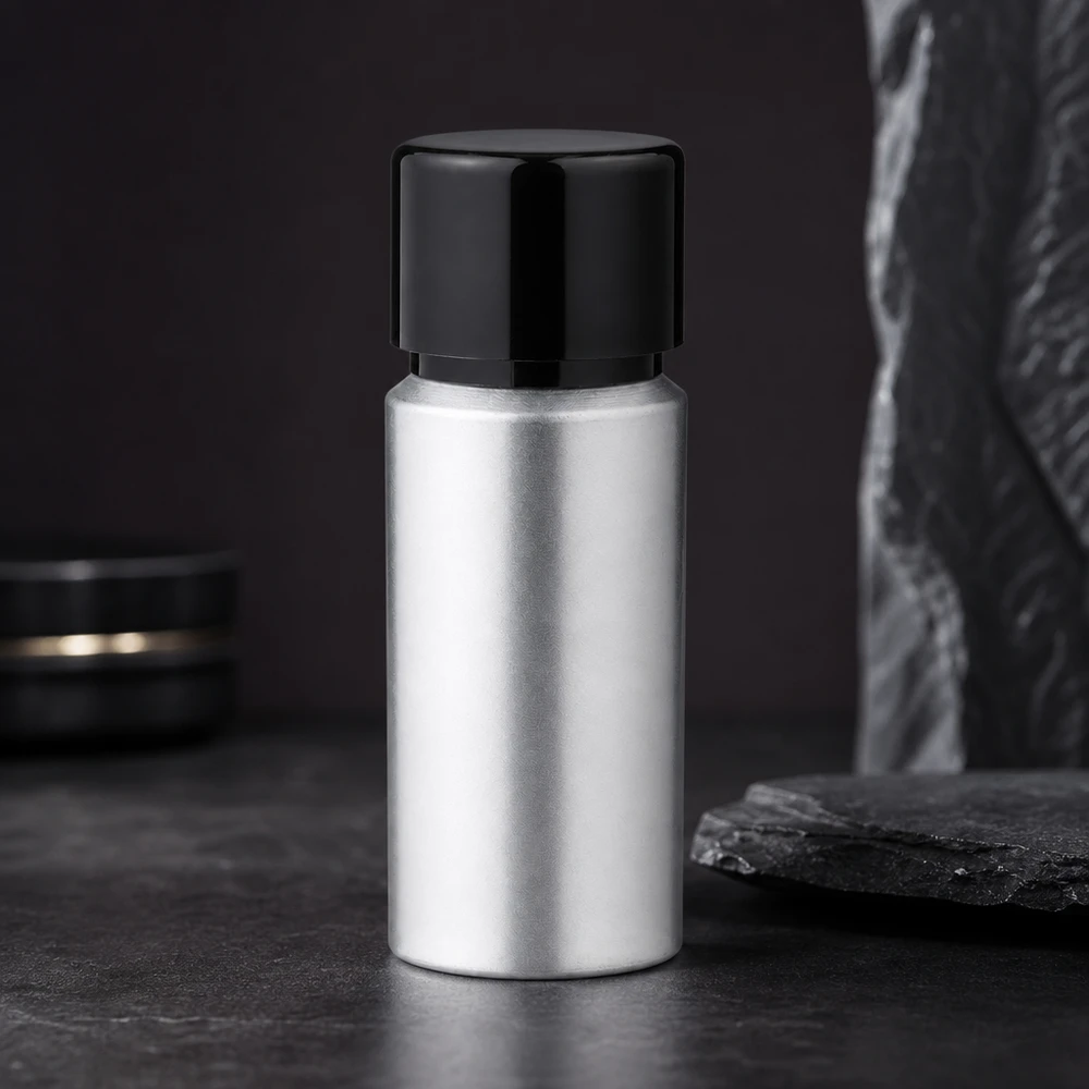 20 ml flaska i betad aluminium med skruvkork Liten 20 ml aluminiumflaska med skruvlock - perfekt portionsstorlek för prover och tester