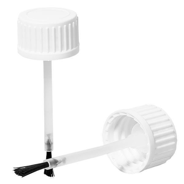 Skruvlock + borste för 20ml flaska vit 18mm Skruvlock + borste för 20ml flaska vit 18mm