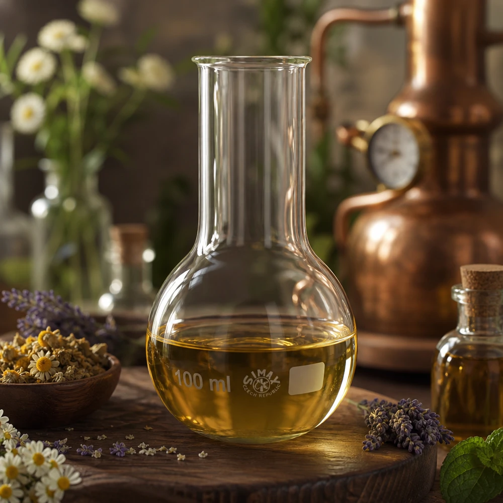 Höftkolv 100ml med bred hals Laboratoriekolv 100ml med päronformad design och lång hals för destillerade oljor och extrakt