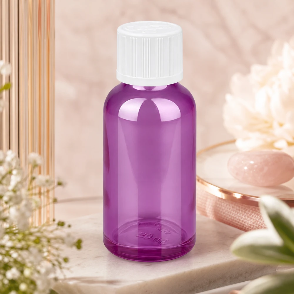 30ml droppflaska 1,2mm vit standard barnsäker PurpleLine.UT18/30 Högkvalitativ 30 ml droppflaska med 1,2 mm precisionsöppning i elegant lila design för exakt dosering