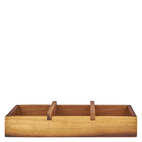 Serveringsbricka Box3 av akaciaträ för 3 WECK tumblers.