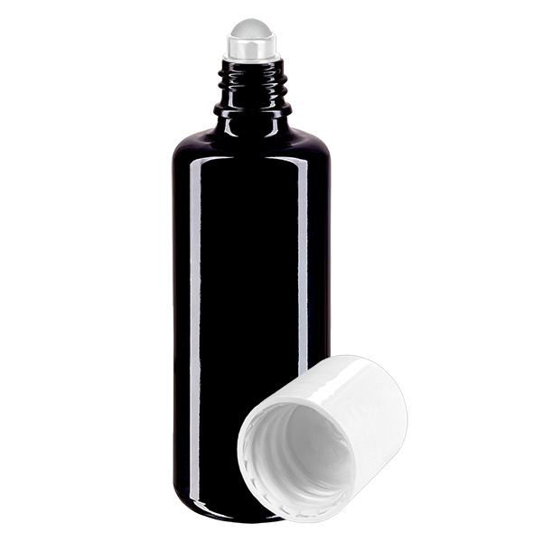 Apoteksflaska violett 50ml roll-on lock vit