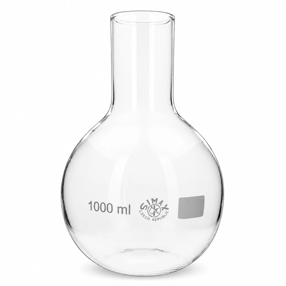 Rund kolv 1000 ml med bred hals och lång rörhals för enkel påfyllning