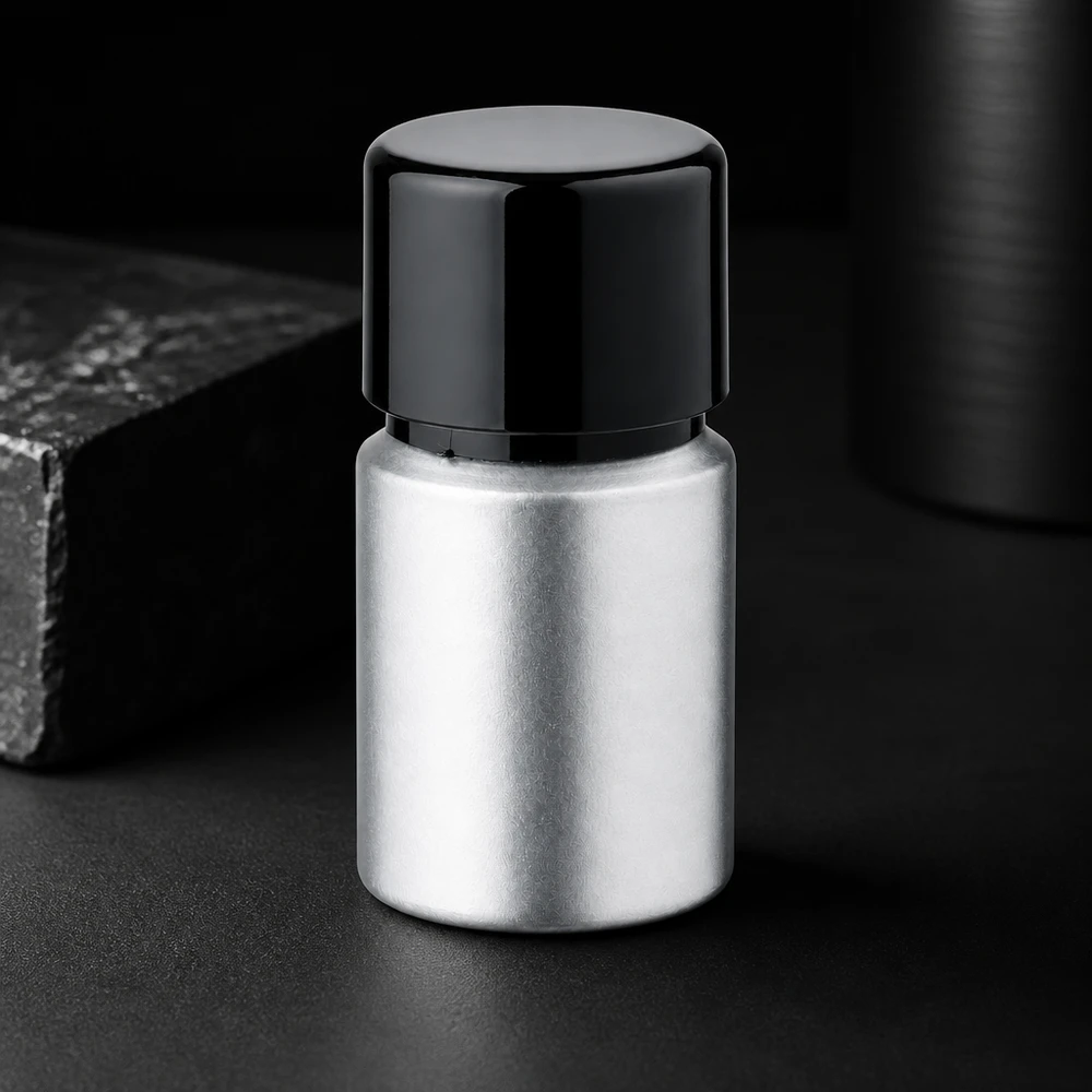 Färgad 10 ml aluminiumflaska med matt yta - professionell metallflaska för prover och kemikalier