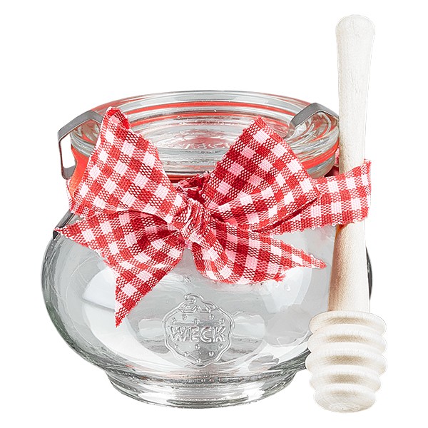 WECK smyckeskrin 220 ml komplett med honungssked och rosett