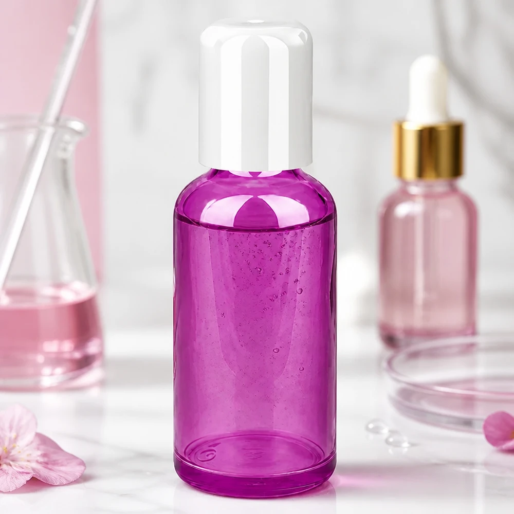 Tom 50 ml roll-on-flaska av transparent plast i elegant lila för aromaterapi