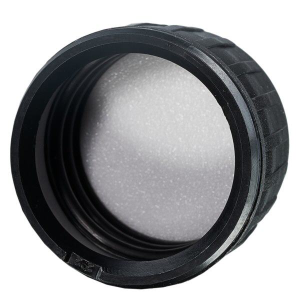 Skruvlock svart med EPE-tätning med sabotageringssäker ring PP28 ApoGlas