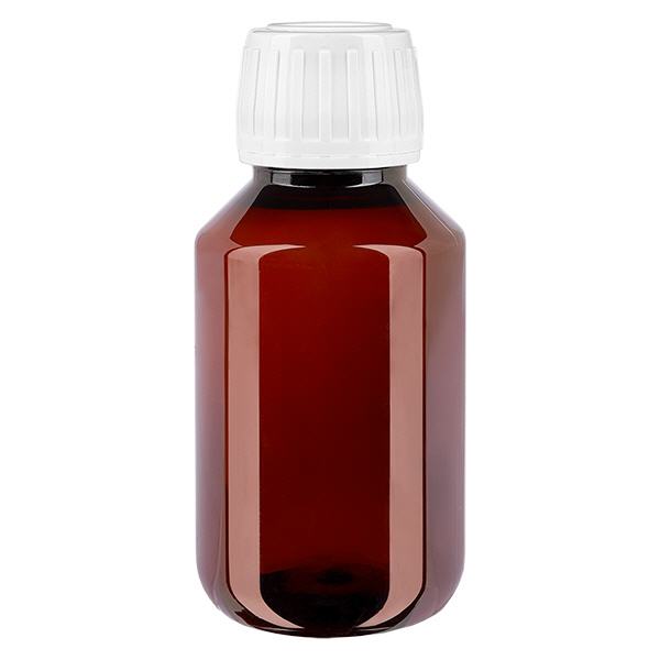 PET-flaska 100ml med vit standard kapsyl PET-flaska 100ml med vit standard kapsyl