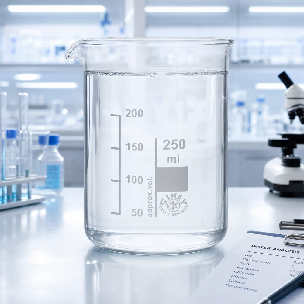 Bägare 250ml borosilikatglas, låg form Exakt mätbägare 250ml med låg form tillverkad av temperaturbeständigt borosilikatglas för experiment