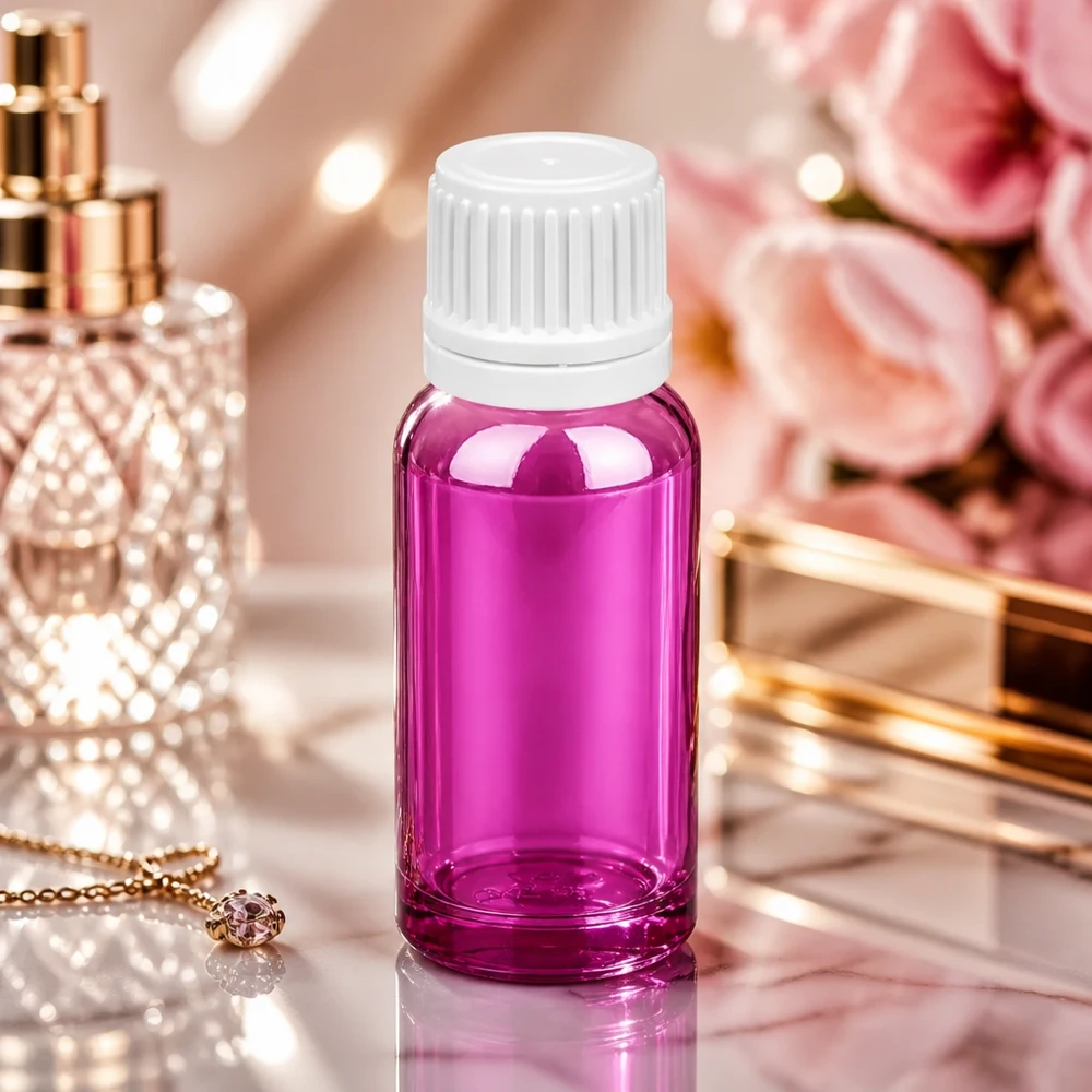 20ml flaska 11mm skruvkork vit Originality skruvkork PurpleLine UT18/20 Elegant 20 ml PurpleLine-flaska med 11 mm öppning och vitt skruvlock för parfym