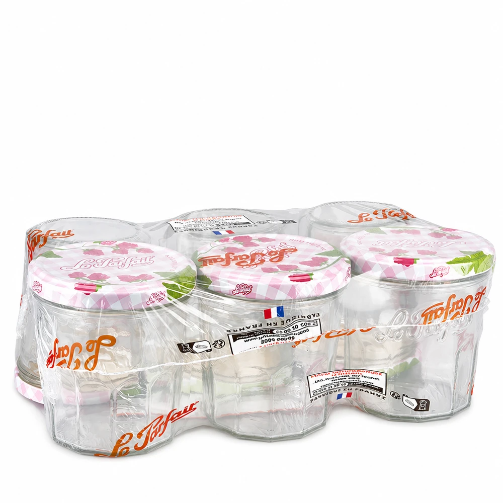 Le Parfait 324 ml glas i 6-pack med skruvlock i folie för sylt och konserver