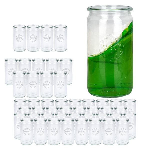 Set med 48 cylindriska glas Weck 340 ml
