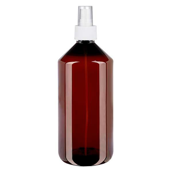 PET-flaska 1000ml med atomiser vit PET-flaska 1000ml med atomiser vit