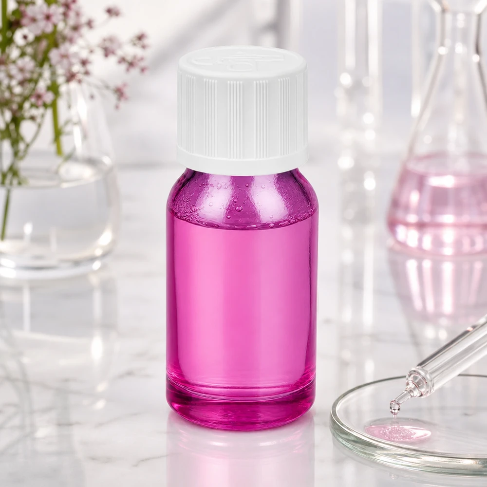 10 ml glasflaska med STD KiSi-lock i lila för exakt dosering av serum och droppar