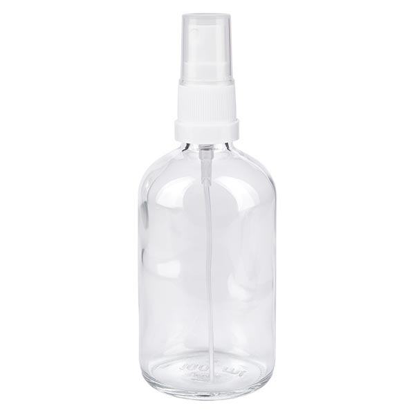 Apoteksflaska klar 100ml spray topp vit Apoteksflaska klar 100ml spray topp vit