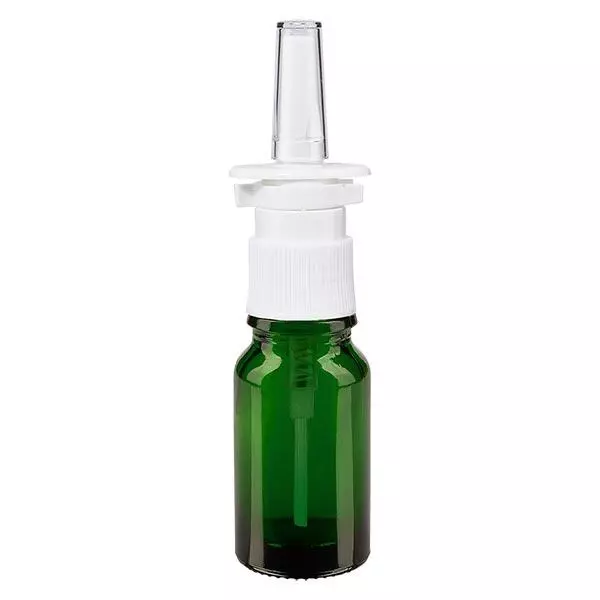 Apoteksflaska grön 10ml näsförstoftare vit standard Apoteksflaska grön 10ml näsförstoftare vit standard