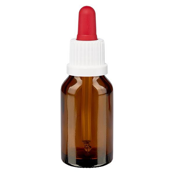 Apoteksflaska brun 30ml pipett vit/röd med säkerhetslock Apoteksflaska brun 30ml pipett vit/röd med säkerhetslock