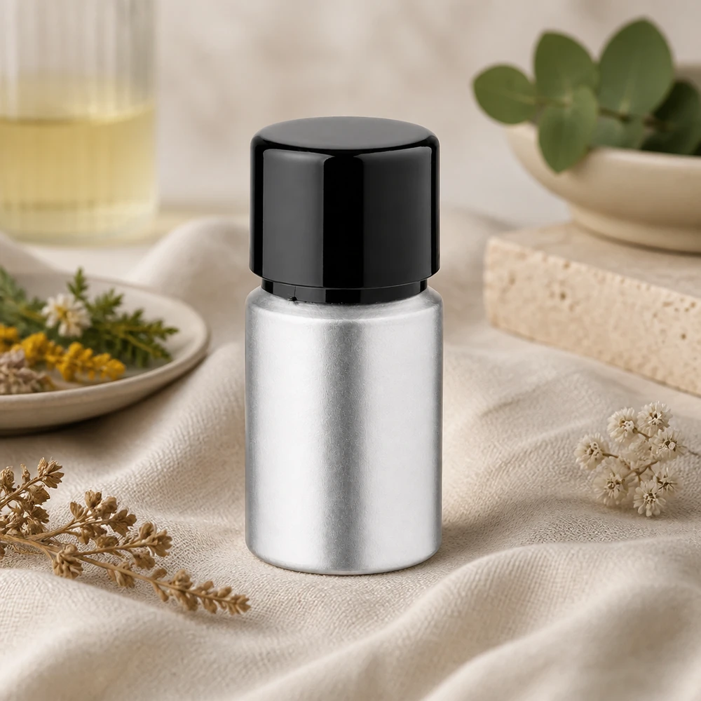 10ml flaska i färgat aluminium med skruvkork Färgad 10 ml aluminiumflaska - perfekt för parfymprover och doftoljor med säkert lock