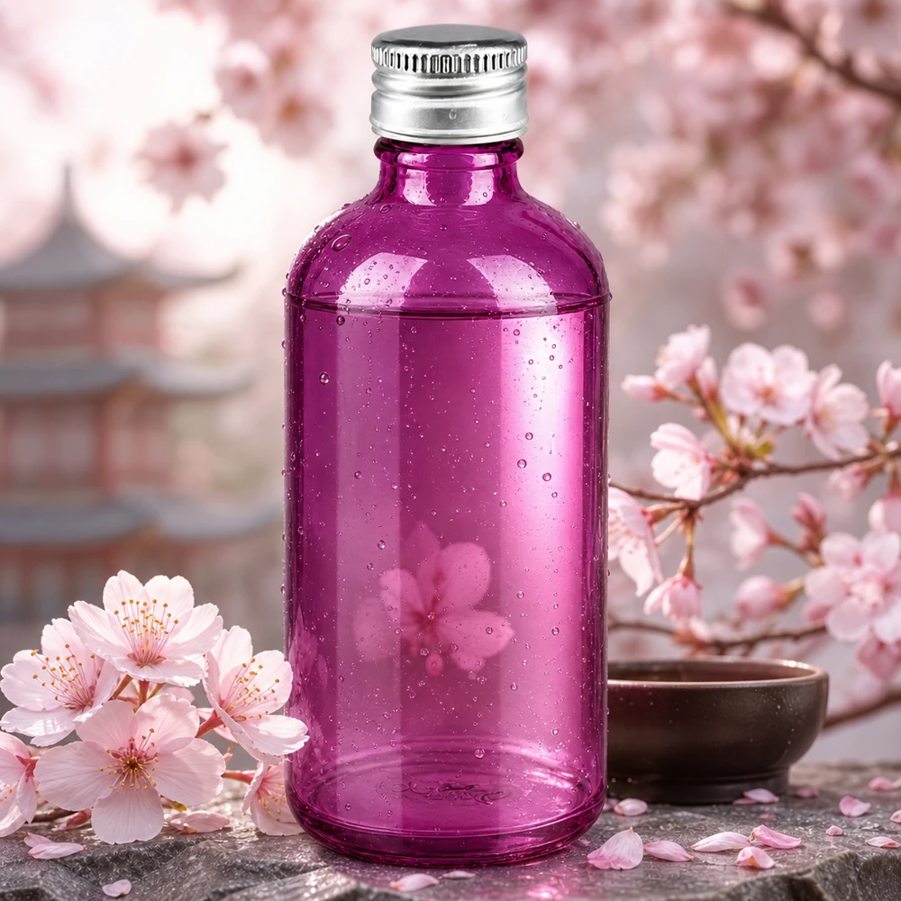 100 ml flaska. 11mm skruvkork aluminium-silver standard PurpleLine. UT18/100 Elegant 100 ml violett glasflaska med 11 mm gänga, perfekt för premiumkosmetikförpackningar